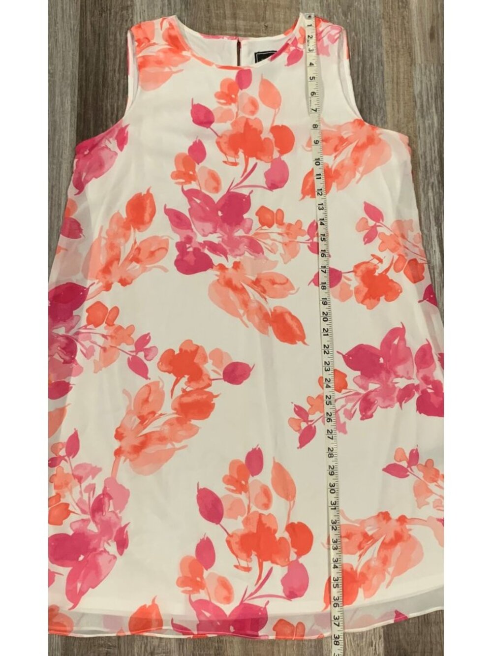 JH Jessica Howard Sleeveless Shift Dress Sz 14 Floral Lined Keyhole Pink Orange - Picture 11 of 16